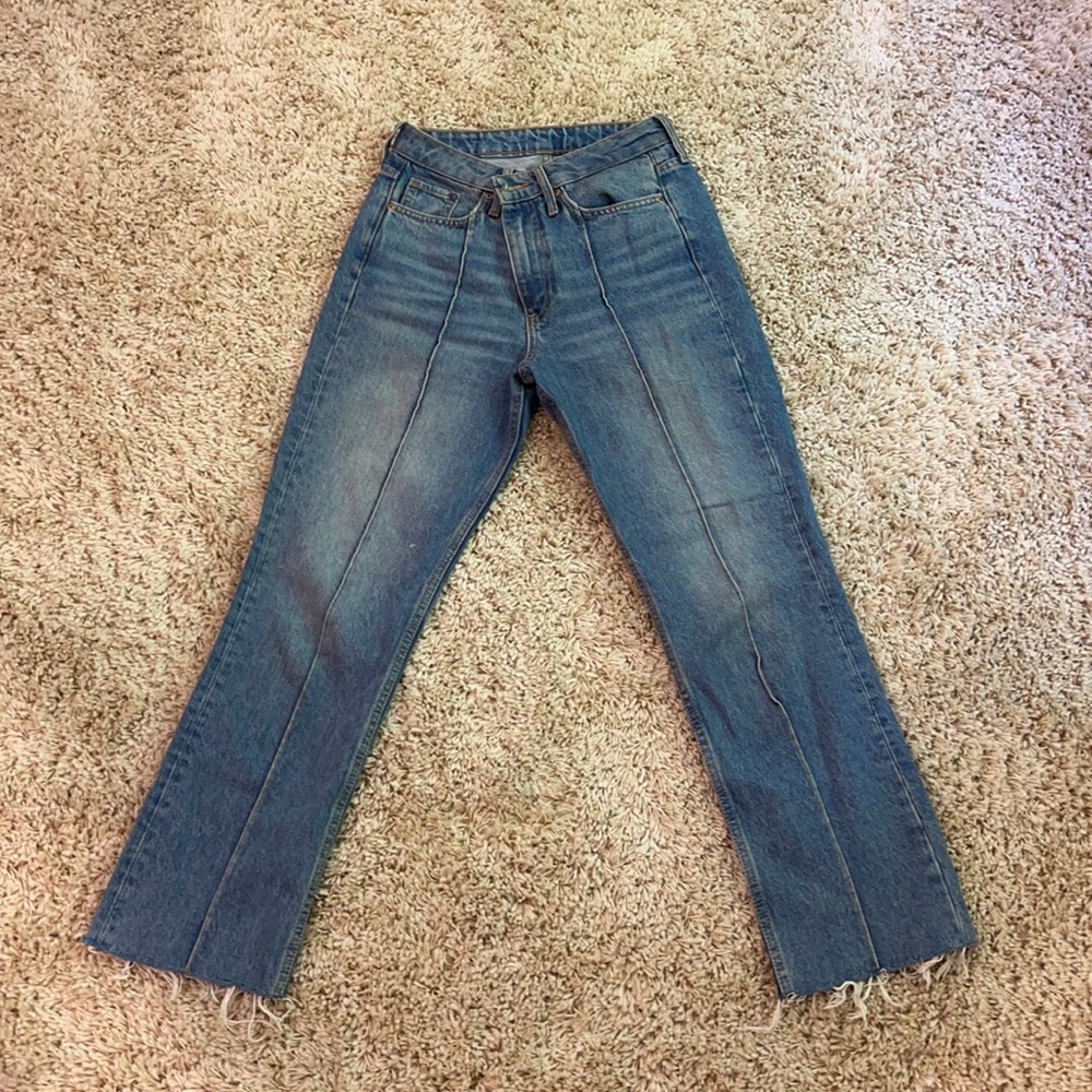 &Denim Straight Cropped High Waisted Jeans